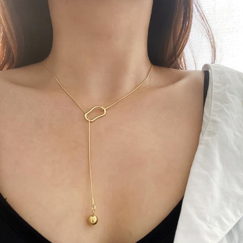 Adjustable Snake Bone Ball Chain Necklace