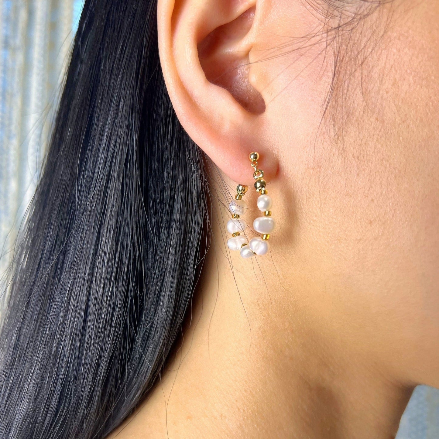 18K GOLD | French Style Baroque Pearl Earrings