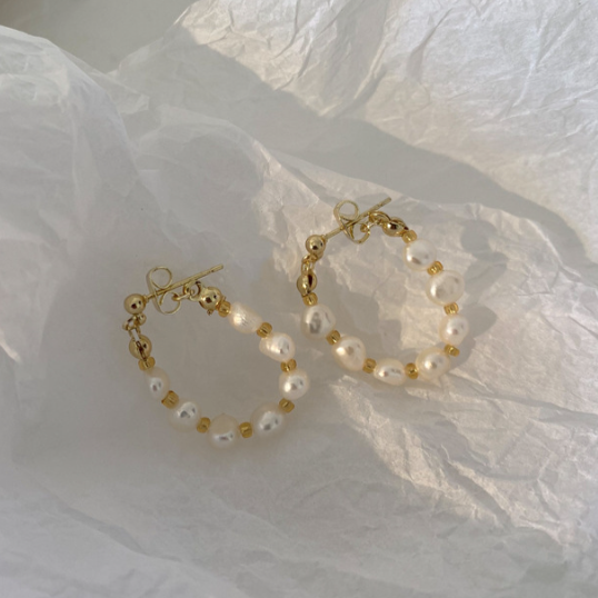 18K GOLD | French Style Baroque Pearl Earrings