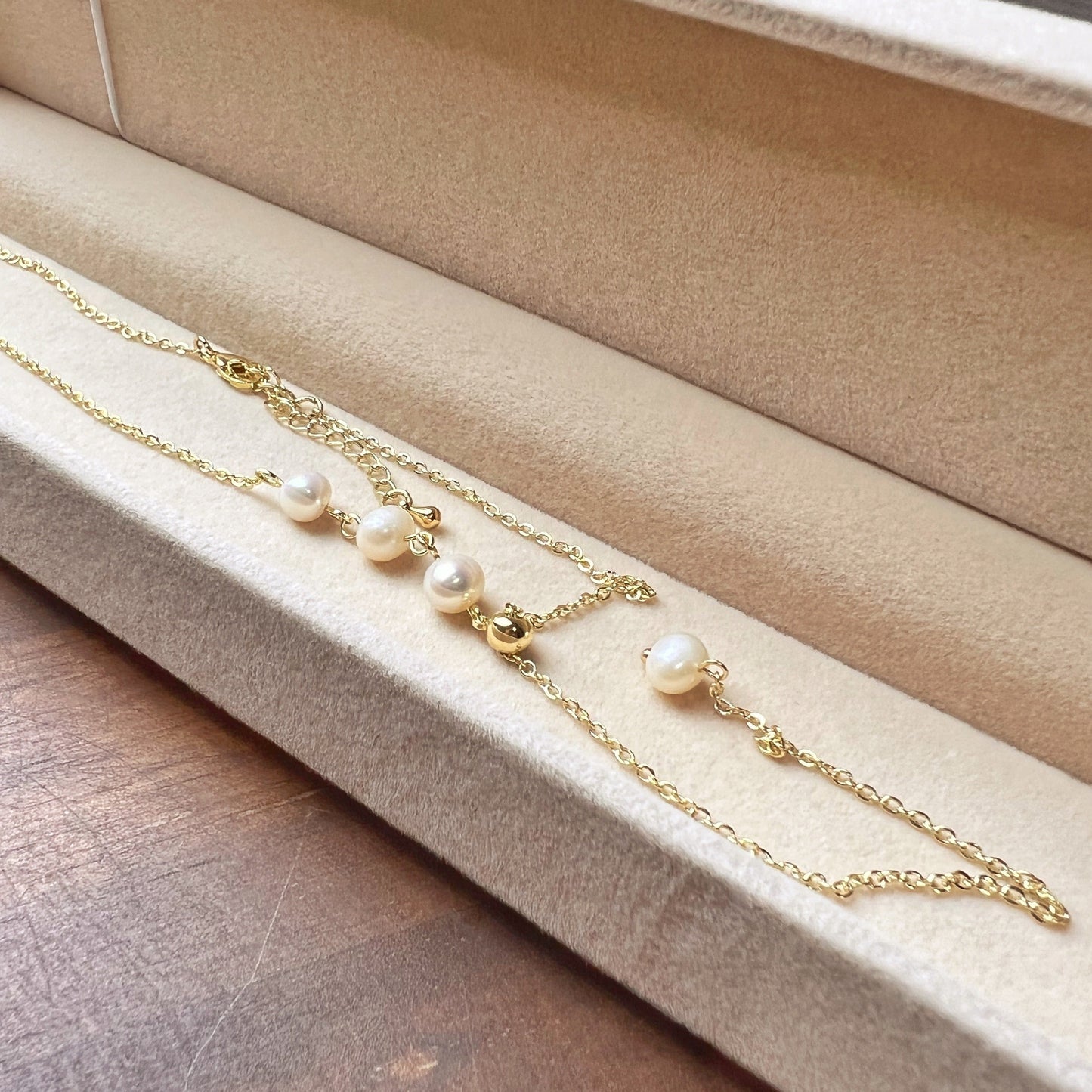 18K GOLD | Natural Freshwater Pearl Pull Necklace