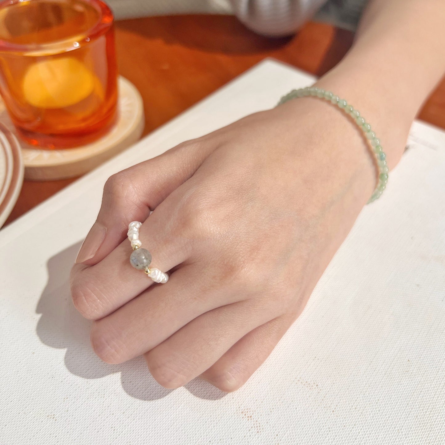 Natural Freshwater Pearl Moonstone Ring