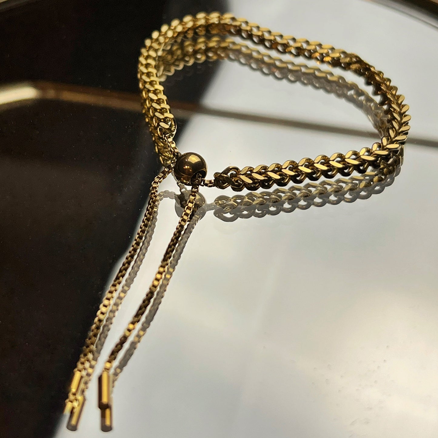 18K GOLD | Adjustable Everyday Chain Bracelet