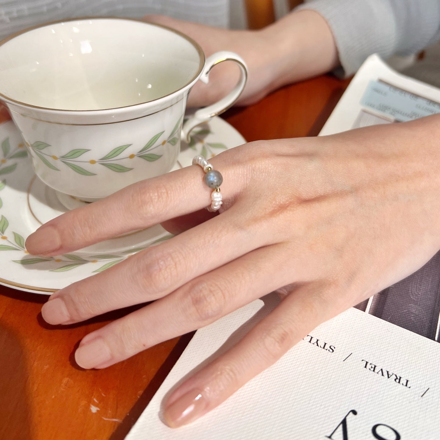 Natural Freshwater Pearl Moonstone Ring